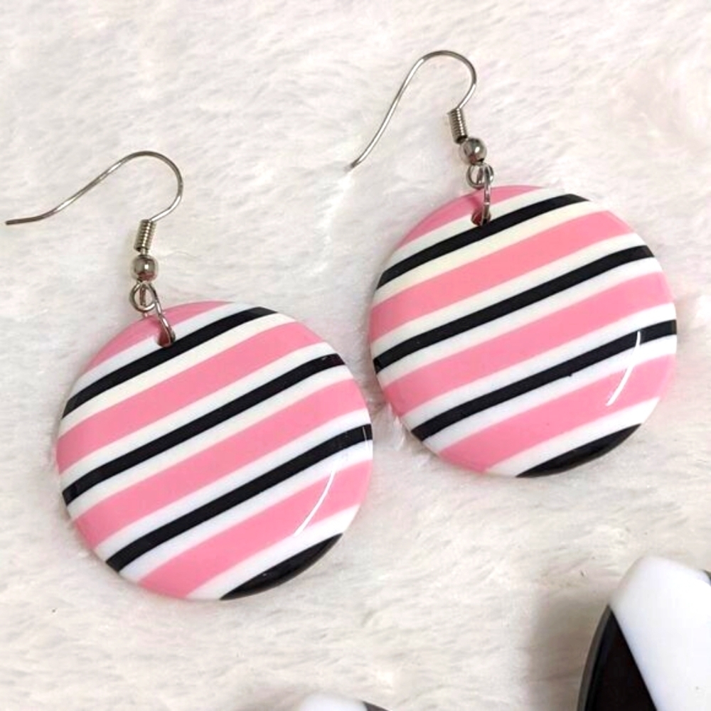 Vintage 1980's Acrylic Pierced Earrings set of (3) - Picture 2 of 6